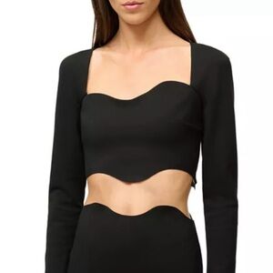 STAUD Elegant Black Long Sleeve Top